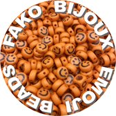Fako Bijoux® - Letterkralen Rond - Emoji / Smiley Kralen - Acryl - 7mm - Sieraden Maken - 250 Stuks - Oranje