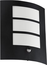 EGLO City Wandlamp Buiten - Sensor - E27 - 26 cm - Zwart/Wit
