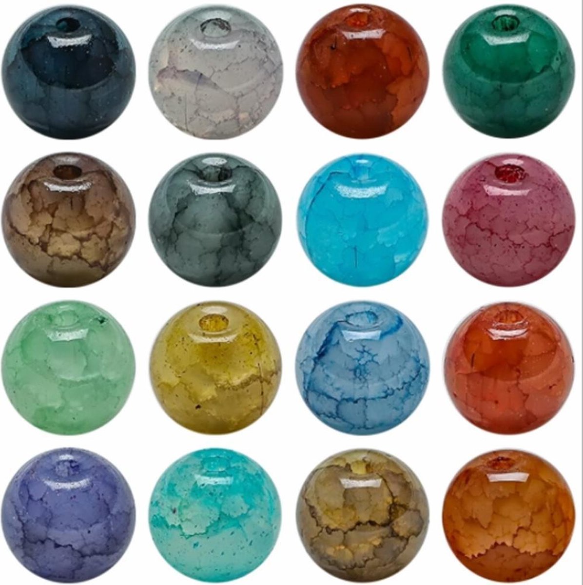Fako Bijoux - DIY Glas Kralen Set - Glaskralen "Marmer Look" - Glasparels - Sieraden Maken Kit - Zelf Sieraden Maken - 8mm - 375 Stuks — afbeelding 2