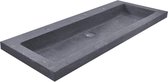 Saqu Freestone Wastafel - 100x46cm - Hardstenen - 2 kraangaten - Zwart - Wastafelmeubel