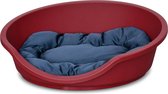 Alice's Garden - Rode hondenmand - grijs/blauw kussen - L79xP60xH25