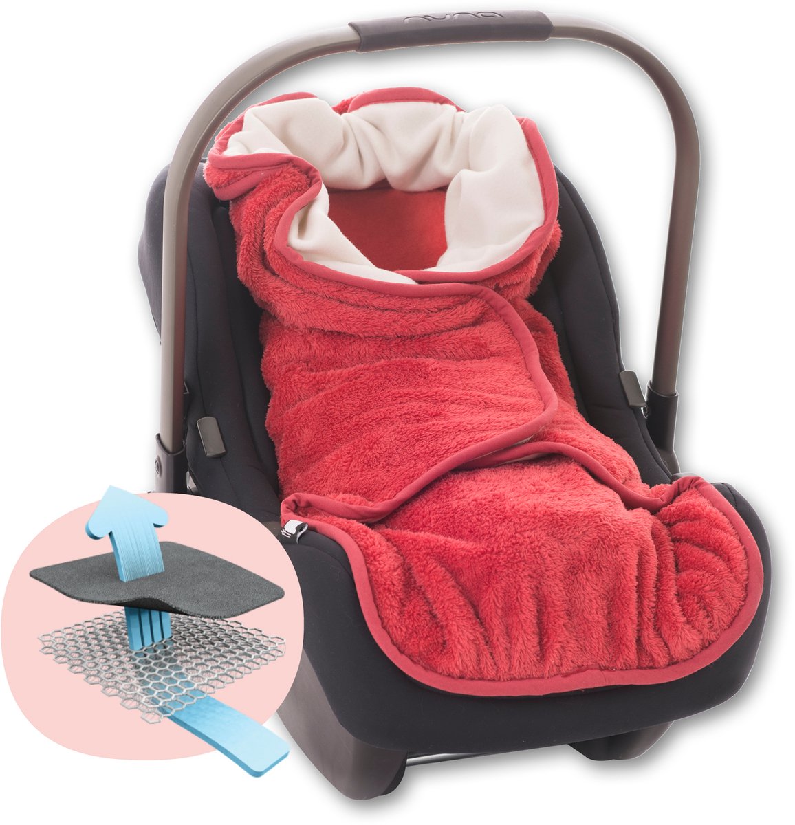 AeroMoov Air Wrapper wikkeldeken in fleece met unieke Air Layer binnenin - Koraal - Small