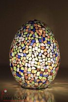 Oosterse Glas Mozaïek tafellamp (L) - Multi Kleur - Ovaal - Marokkaanse Lamp - Hoogte 27 cm - Handgemaakt - Authentiek