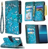 Voor Sony Xperia L4 Gekleurde Tekening Patroon Rits Horizontale Flip Leren Case met Houder & Kaartsleuven & Portemonnee (Pruimenbloesem)