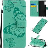 Voor Sony Xperia L4 3D vlinders reliëfpatroon horizontaal flip lederen tas met houder & kaartsleuf & portemonnee (groen)
