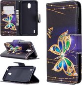 Voor Nokia 1.3 Gekleurde tekening patroon Horizontale flip lederen tas met houder & kaartsleuven & portemonnee (vlinder)
