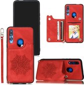 Voor Huawei P Smart Z / Y9 Prime Mandala Reliëf PU + TPU Case met houder & kaartsleuven & fotolijst & riem (rood)