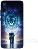 Voor Huawei Honor 20 Lite Gekleurd tekeningpatroon Zeer transparant TPU beschermhoes (leeuw)