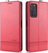 Voor Huawei Honor X10 AZNS Magnetische Kalfsstructuur Horizontale Flip Leren Case met Kaartsleuven & Houder & Portemonnee (Rood)