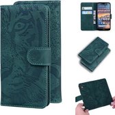 Voor Nokia 4.2 Tiger Embossing Pattern Horizontale Flip Leather Case met houder & kaartsleuven & portemonnee (groen)