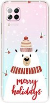 Voor Huawei P40 Lite & Nova 6 SE Christmas Series Transparante TPU beschermhoes (sjaal witte beer)