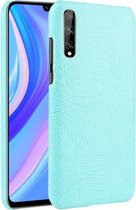 Voor Huawei P Smart S schokbestendige krokodiltextuur pc + PU-hoes (lichtgroen)