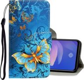 Voor Vivo V19 3D Gekleurde Tekening Horizontale Flip PU Lederen Case met Houder & Kaartsleuven & Portemonnee (Jade Vlinder)