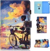 Voor Huawei MediaPad M6 10.8 Gekleurde Tekening Stiksels Horizontale Flip Leren Case, met Houder & Kaartsleuven (Bike Boy)