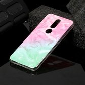 Voor Nokia 7.1 Marble Pattern Soft TPU beschermhoes (roze groen)