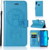 Windgong Uil Embossing Patroon Horizontale Leren Flip Case met Houder & Kaartsleuven & Portemonnee Voor Huawei Y9 (2019) / Enjoy 9 Plus (Blauw)