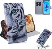 Schilderen Patroon Gekleurde Tekening Horizontale Leren Flip Case met Houder & Kaartsleuven & Portemonnee voor Huawei Honor 20 Pro (Tiger)