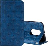 Voor Xiaomi Redmi Note 9 / 10X Lucky Flowers Embossing Pattern Magnetische horizontale flip lederen tas met houder & kaartsleuven (donkerblauw)