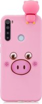 Voor Xiaomi Redmi Note 8T schokbestendig gekleurd geverfd liggend Cartoon TPU beschermhoes (roze varken)