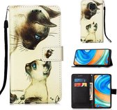 Voor Xiaomi Redmi Note 9S Schilderen Horizontale Flip Leren Case met Houder & Kaartsleuf & Portemonnee & Lanyard (Cat Stare)