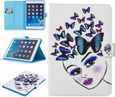 Voor iPad Mini 5/4/3/2/1 Stiksels Horizontale Flip Leren Case met Houder & Kaartsleuven & Slaap- / Wekfunctie (Vlindermeisje)