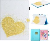 Voor iPad 10.2 Gekleurde tekening stiksels Horizontale flip lederen tas met houder & kaartsleuven & slaap- / wekfunctie (gouden liefde)