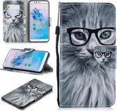 Voor Huawei Honor 7A Gekleurde Tekening Patroon Horizontale Flip TPU + PU Lederen Case met Houder & Kaartsleuven & Portemonnee & Lanyard (Mode Kat)