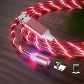 2 in 1 USB naar 8 Pin + Type-c / USB-C Magnetische Absorptie Kleurrijke Streamer Mobiele Telefoon Oplaadkabel, Lengte: 2m (Rood Licht)