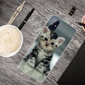 Voor OnePlus Nord N10 5G schokbestendig geverfd transparant TPU beschermhoes (zittende kat)