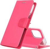 GOOSPERY SONATA DAGBOEK Horizontale flip lederen tas met houder en kaartsleuven en portemonnee voor iPhone 12 Mini (roze rood)