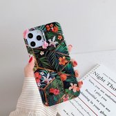 Plating Splicing Pattern Soft TPU beschermhoes voor iPhone 11 Pro Max (Black Flower)