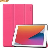 Voor iPad 10.2 2020/2019 ENKAY ENK-8014 PU-leer + plastic smartcase met drie-vouwbare houder (rose rood)