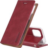 GOOSPERY BLUE MOON FLIP Crazy Horse Texture Horizontale Flip lederen tas met houder & kaartsleuven & portemonnee voor iPhone 12 Mini (wijnrood)