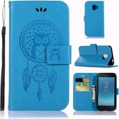 Windgong Uil Embossing Patroon Horizontale Leren Flip Case met Houder & Kaartsleuven & Portemonnee Voor Galaxy J2 Core (2018) (Blauw)
