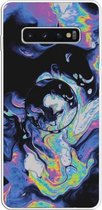 3D Marble Soft Silicone TPU Case Cover Bracket voor Galaxy S10 + (Deep Purple)