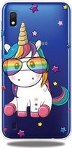 Voor Galaxy A10 3D-patroon afdrukken Extreem transparante TPU-telefoonhoes (bril Eenhoorn)