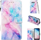 Leren beschermhoes voor Galaxy S10e (blauw roze marmer)