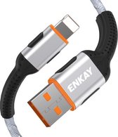 ENKAY ENK-CB203 Doekweefgaren USB naar 8-pins oplaadkabel voor gegevensoverdracht (zilver)