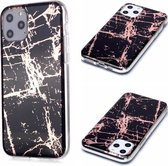 Voor iPhone 11 Pro Plating Marble Pattern Soft TPU beschermhoes (zwart goud)