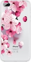 Voor iPhone 8 Plus / 7 Plus gekleurd tekeningpatroon zeer transparant TPU beschermhoes (kersenbloesems)