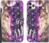 Voor iPhone 12 Pro Max 3D Geschilderd Patroon Horizontale Leren Flip Case met Houder & Portemonnee & Kaartsleuf & Lanyard (Windgong Wolf)