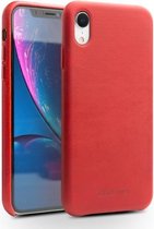 Voor iPhone XR QIALINO schokbestendige koeienhuid lederen beschermhoes (rood)