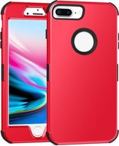 Voor iPhone 7/8 Plus 3 in 1 All-inclusive schokbestendige airbag siliconen + pc-hoes (rood)
