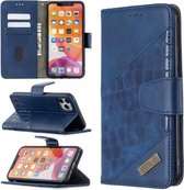 Voor iPhone 11 Pro Max Bijpassende kleur Krokodiltextuur Horizontale flip PU lederen tas met portemonnee & houder & kaartsleuven (blauw)