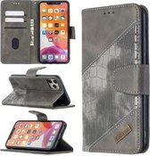 Voor iPhone 11 Pro Max Bijpassende kleur Krokodiltextuur Horizontale flip PU lederen tas met portemonnee & houder & kaartsleuven (grijs)