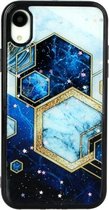 Voor iPhone XR Marble Series Stars Powder Dropping Epoxy TPU beschermhoes (Starry Sky Hexagon)