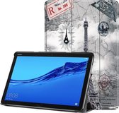 Voor Huawei MediaPad M5 Lite 10.0 inch Custer Painted PU Leather Case met Sleep / Wake-up Functie & 3-Fold Holder (Eiffeltoren)