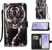 Voor Huawei nova 7 5G Schilderen Horizontale Flip Leren Case met Houder & Kaartsleuf & Portemonnee & Lanyard (Zwart Wit Tijger)