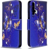 Voor Huawei Honor 20S Gekleurde Tekening Horizontale Flip Leren Case met Houder & Kaartsleuven & Portemonnee (Paarse Vlinder)