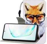 Voor Galaxy A81 Gekleurde tekening Horizontale flip lederen tas met houder & kaartsleuf & portemonnee (vos)
